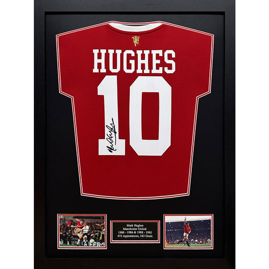 Official Manchester United FC 1985 Hughes Signed Shirt (Framed)