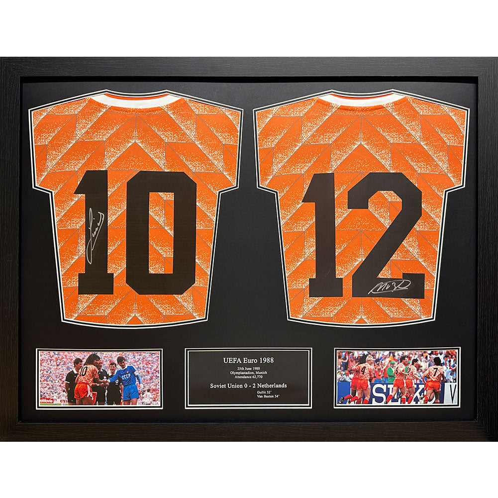 Official Netherlands Gullit & Van Basten Signed Shirts (Dual Framed)