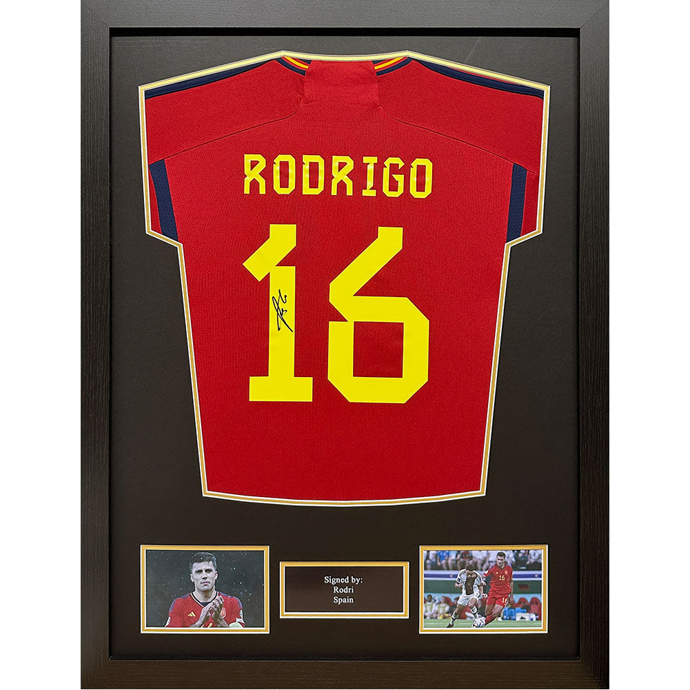 Official Spain Rodri Signed Shirt (Framed)