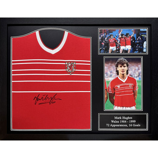 Official FA Wales 1984 Hughes Signed Shirt (Framed)