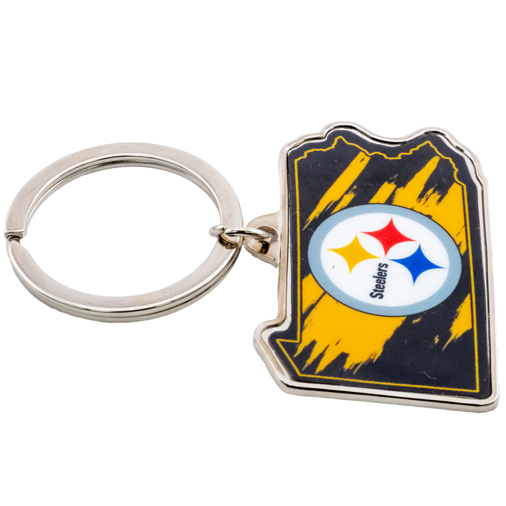 Official Pittsburgh Steelers State Shape Keyring