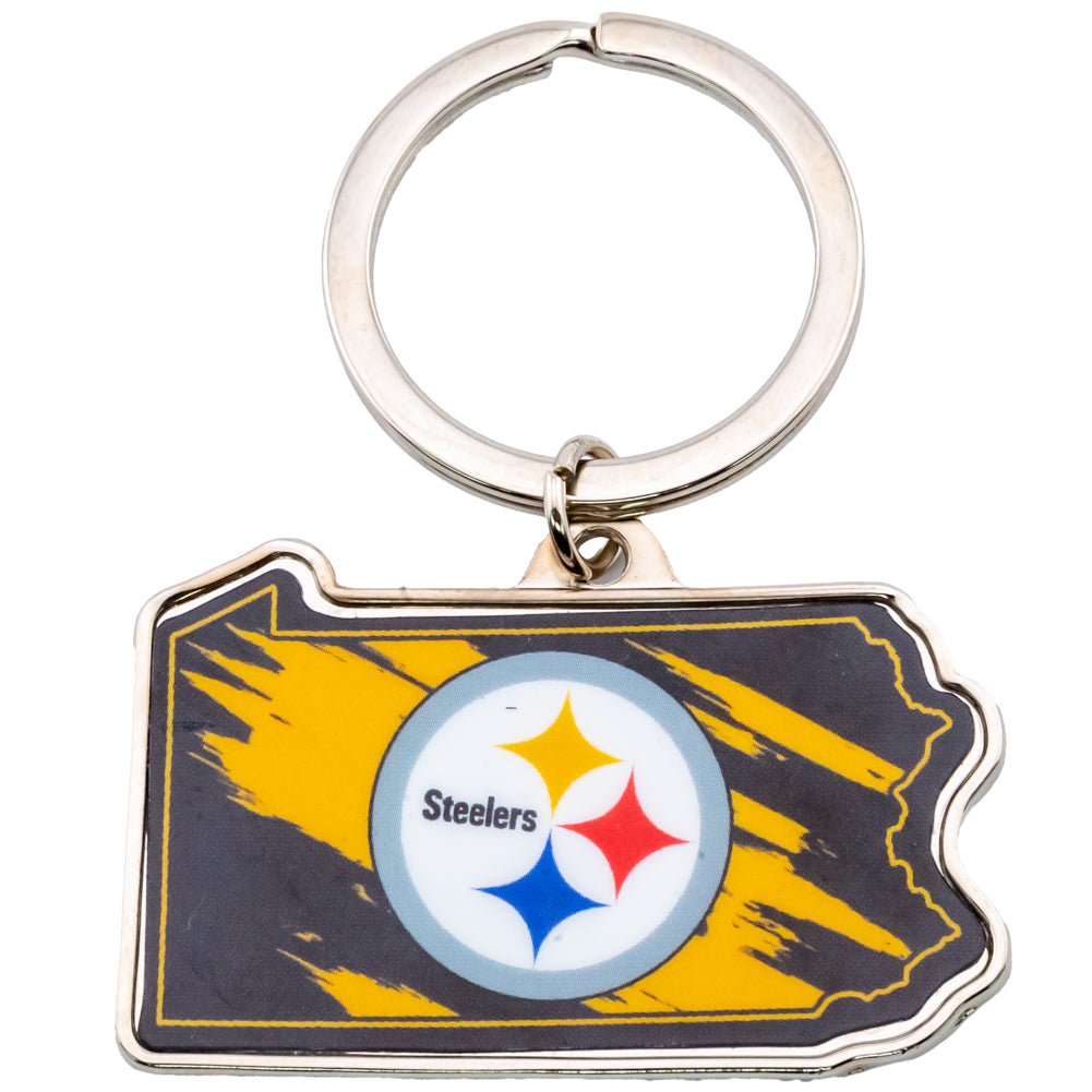 Official Pittsburgh Steelers State Shape Keyring