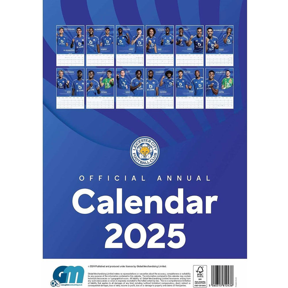 Official Leicester City FC A3 Calendar 2025