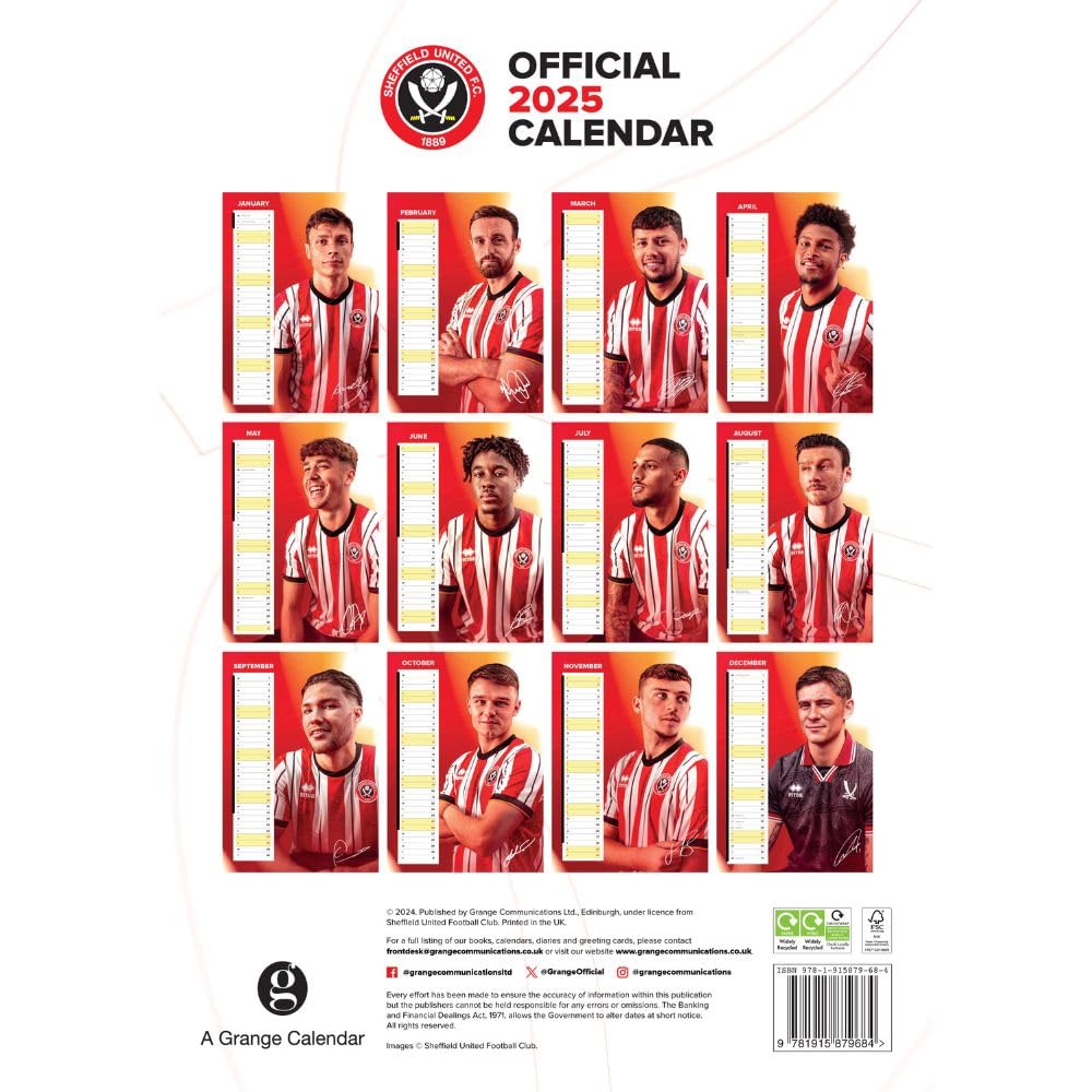 Official Sheffield United FC A3 Calendar 2025