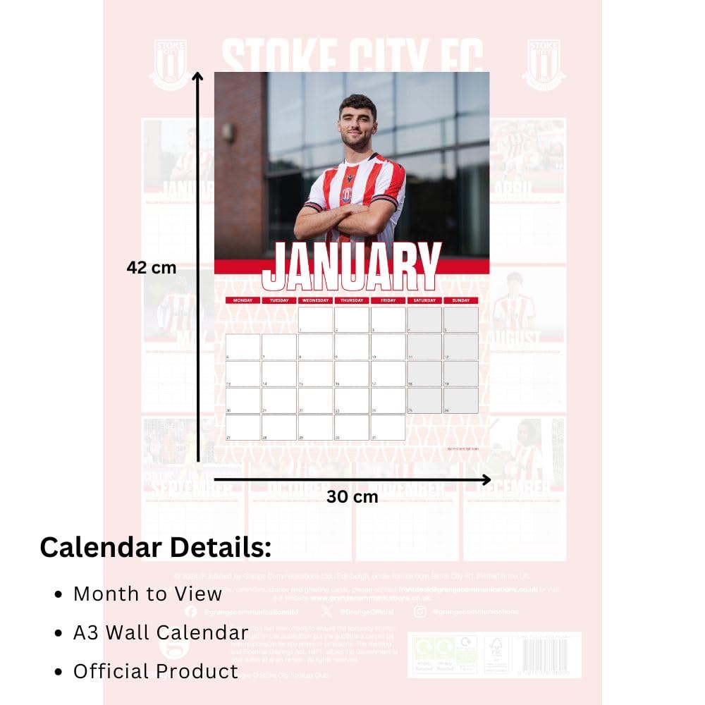 Official Stoke City FC A3 Calendar 2025