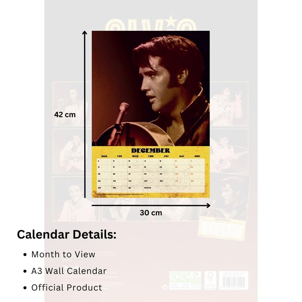 Official Elvis Presley A3 Calendar 2025