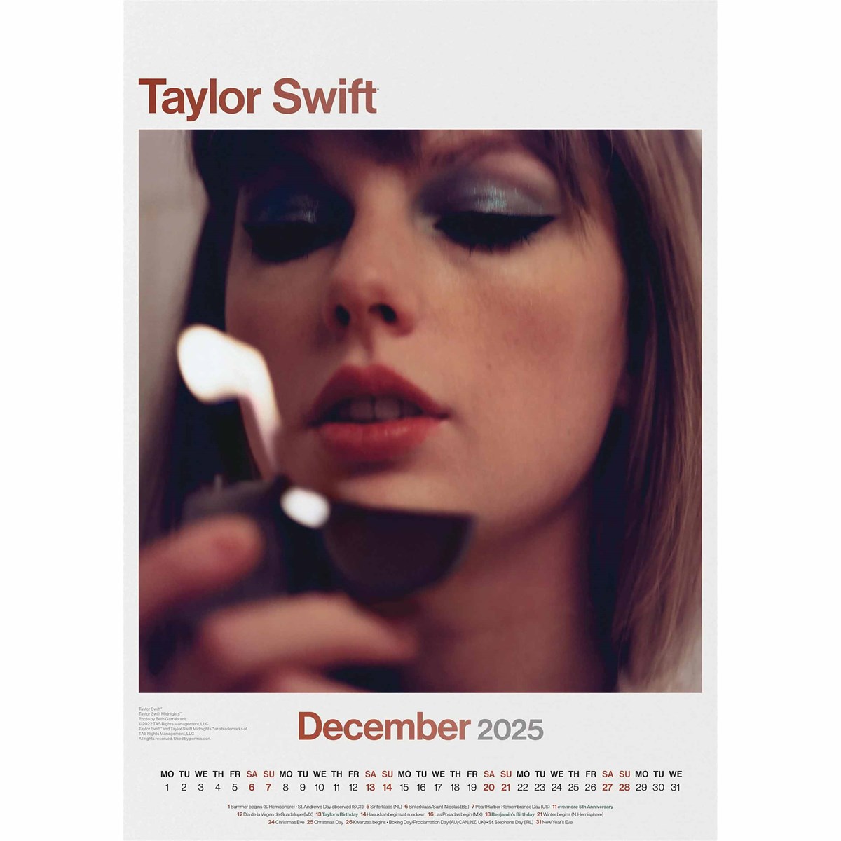 Official Taylor Swift A3 Calendar 2025