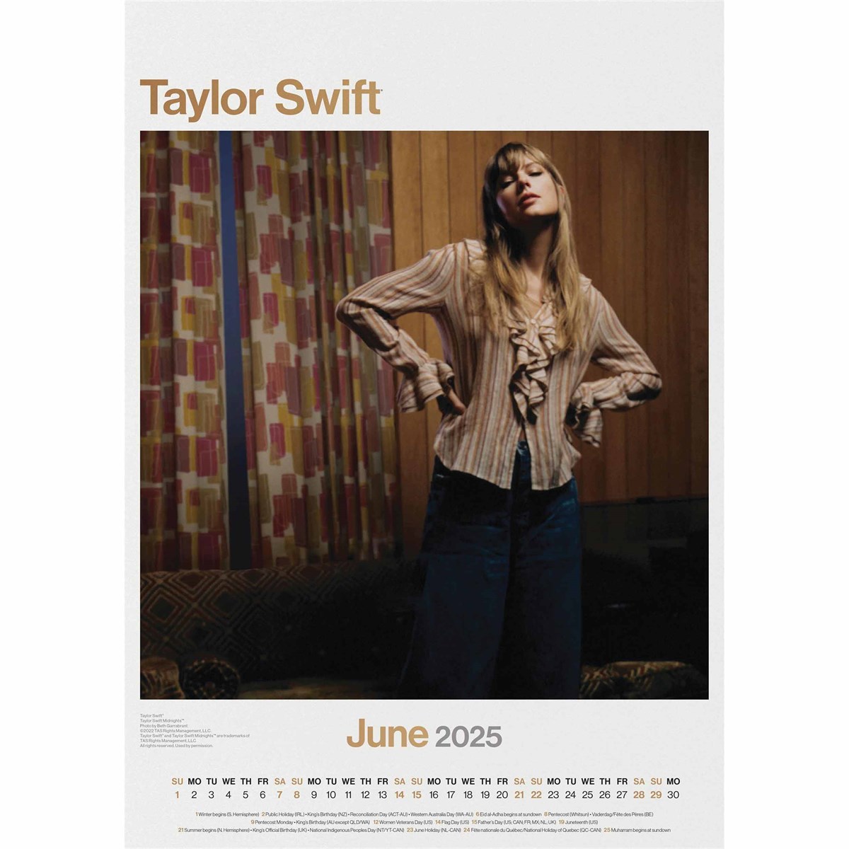 Official Taylor Swift A3 Calendar 2025