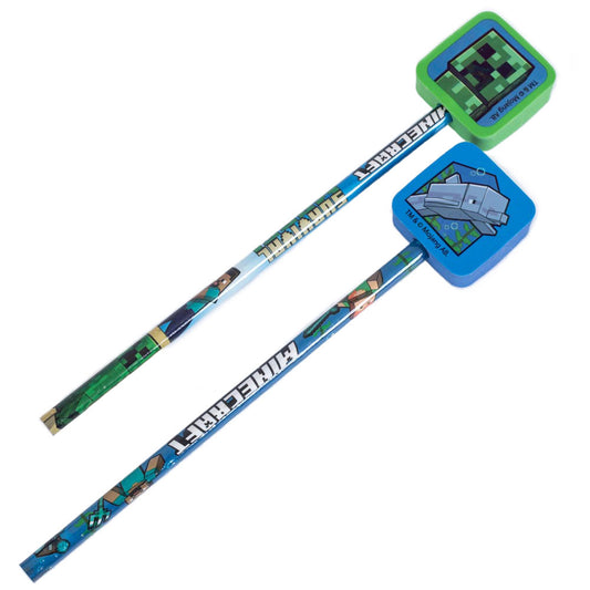 Official Minecraft 2pk Pencil & Topper Set