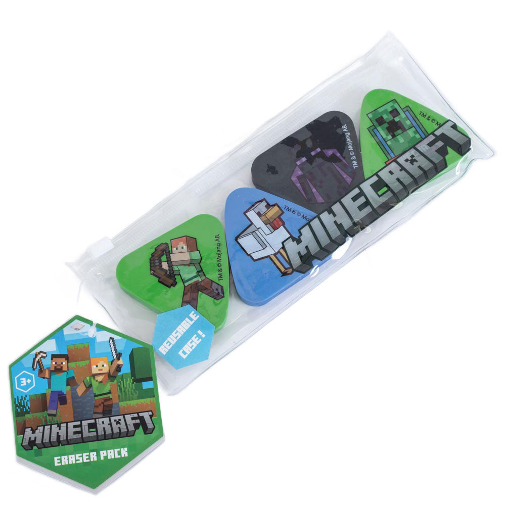 Official Minecraft 4pk Eraser Set