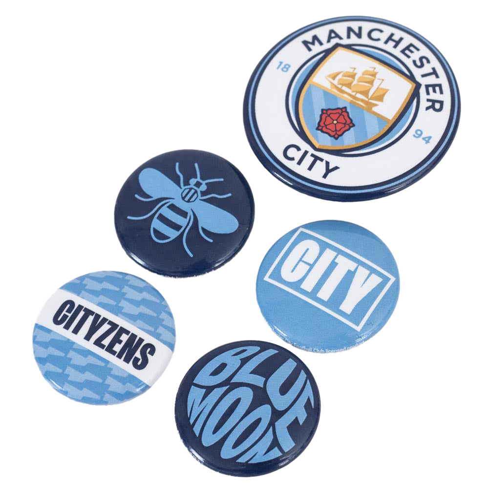 Official Manchester City FC Button Badge Set