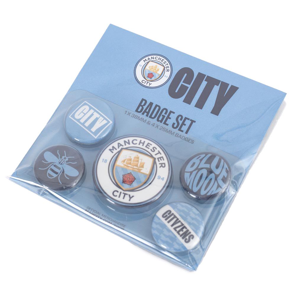 Official Manchester City FC Button Badge Set