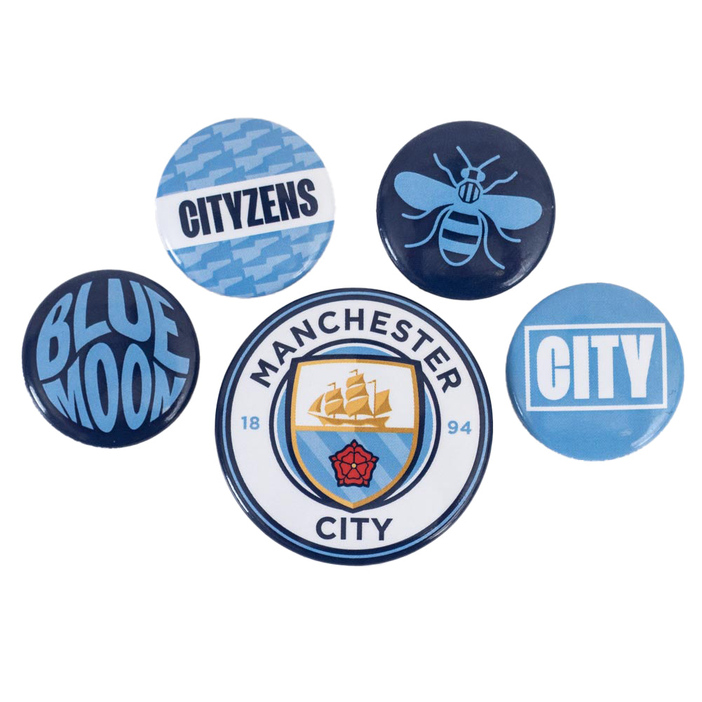 Official Manchester City FC Button Badge Set