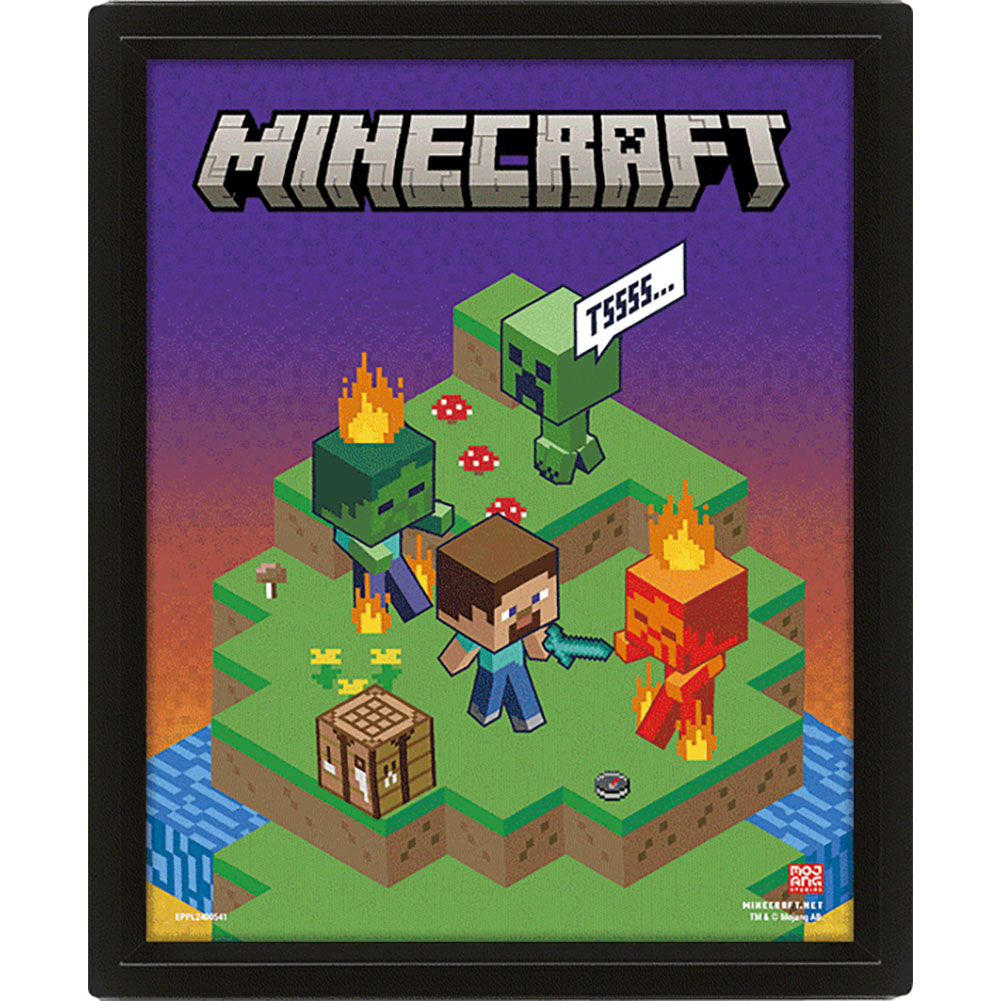 Official Minecraft Terrain Framed 3D Picture