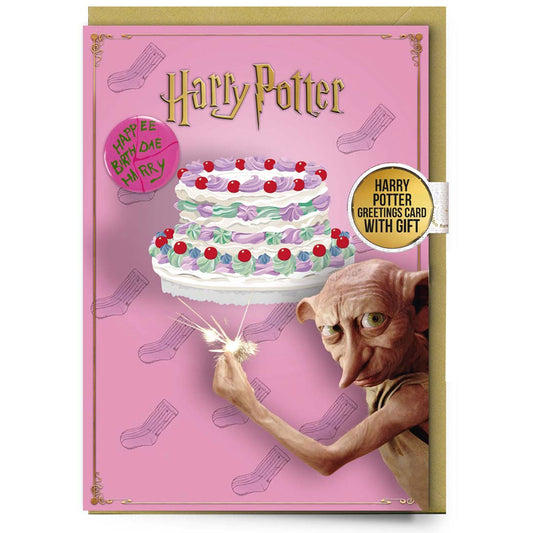 Official Harry Potter Dobby Greetings Card with Badge