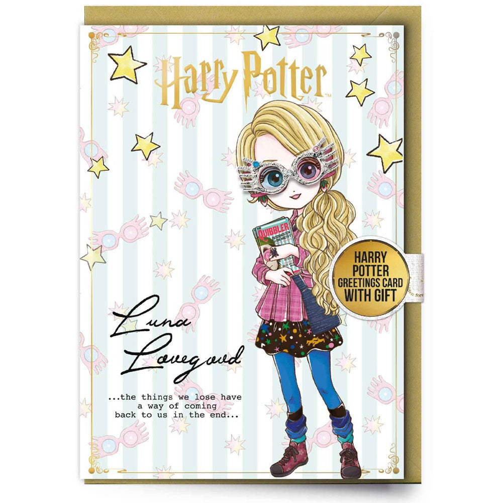 Official Harry Potter Luna Lovegood Greetings Card with Badge