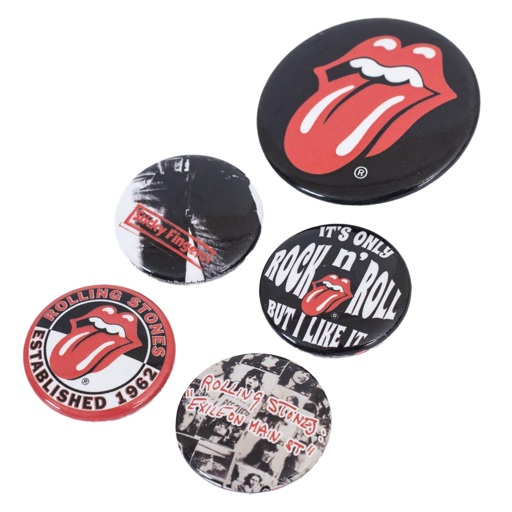 Official The Rolling Stones Classic Button Badge Set