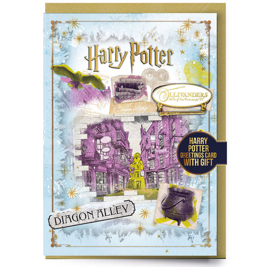 Official Harry Potter Diagon Alley Greetings Card with Badge